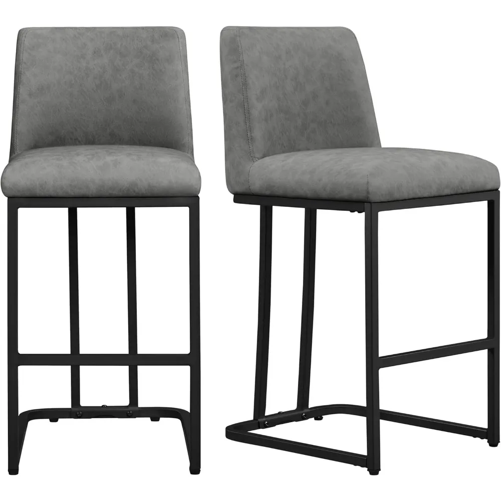 

Counter high bar stool, 24 inch bar stool, 2 leather bar chairs