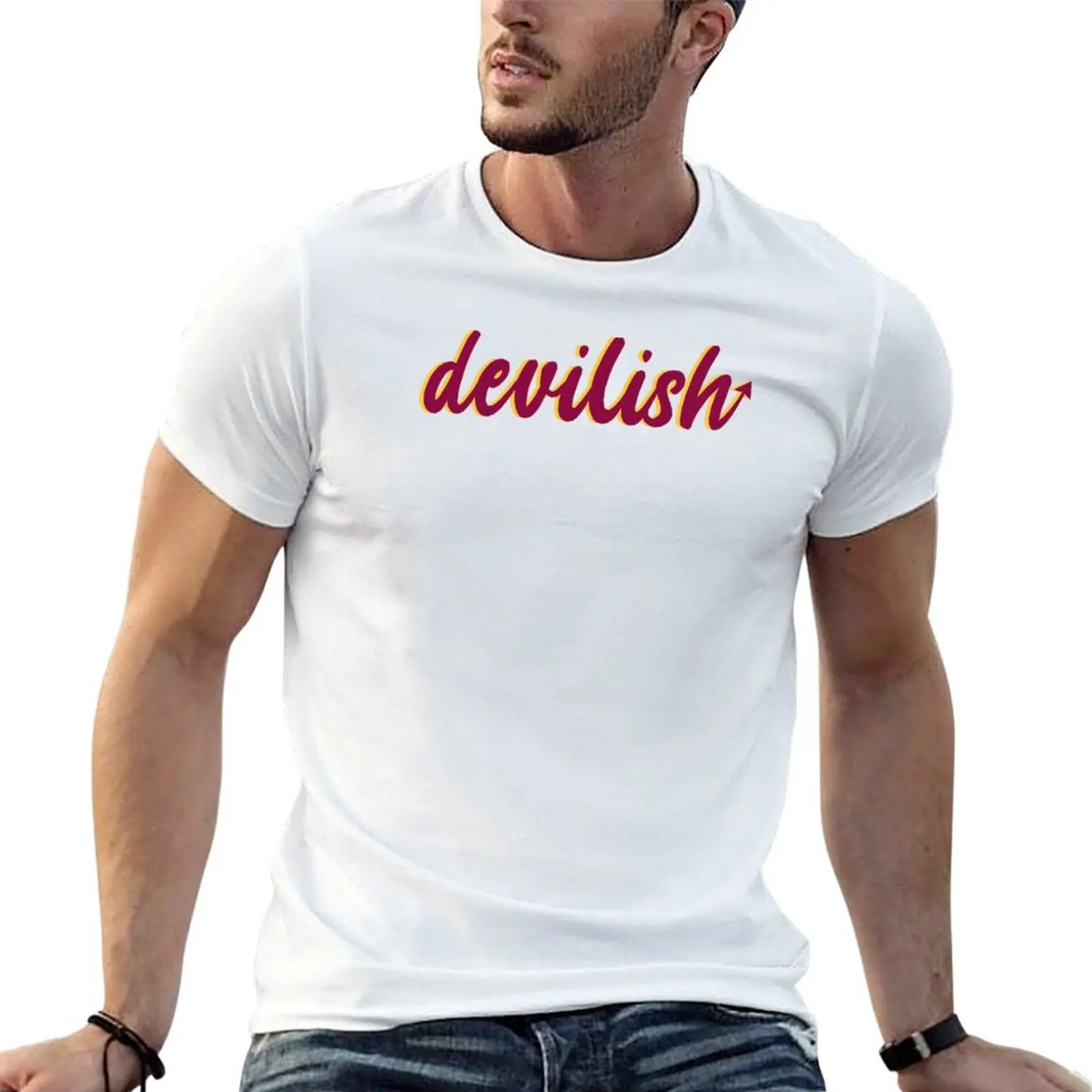 

devilish sticker T-Shirt man t shirt heavy cotton t shirts for man cotton soft t shirts for man pack white T-Shirt