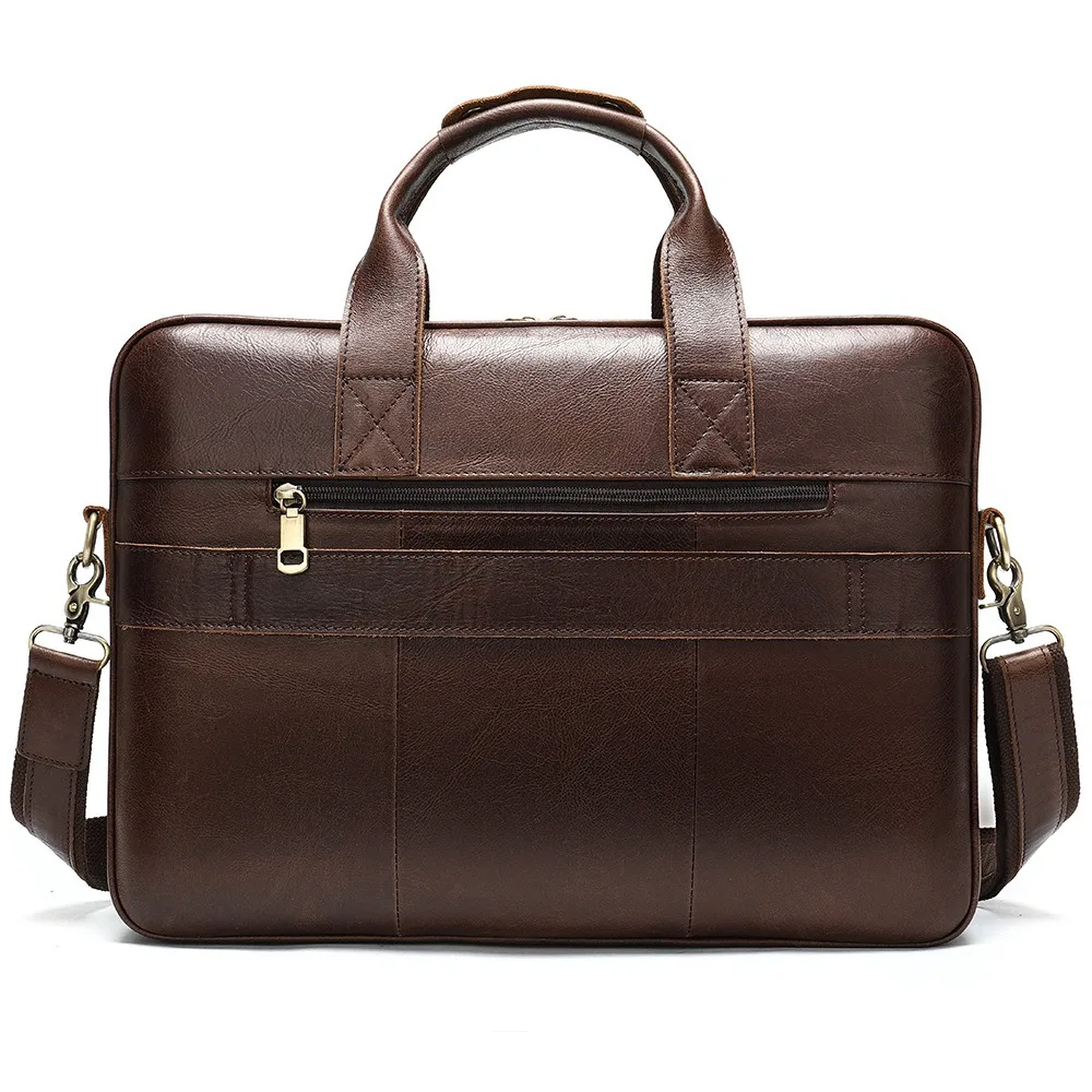 Leather Retro Men's Versatile Simple Business Handbag 15.6 Inch Multi-functional Computer Cowhide Horizontal Men's Business Bag