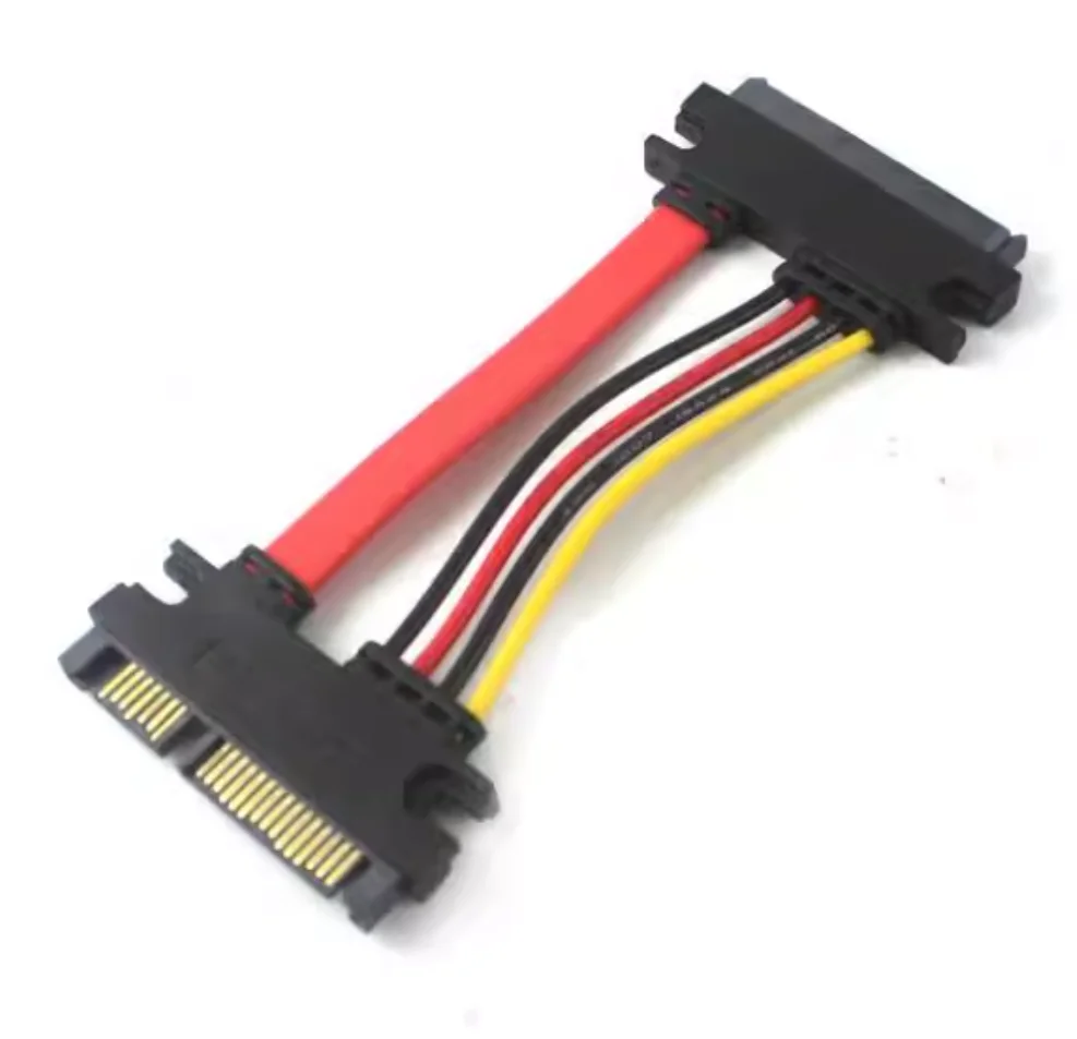 Sata 22 pines macho a hembra Cable de extensión Sata SATA 22 pines macho a hembra 7 + 15 pines Sata Cable combinado de alimentación de datos disco duro