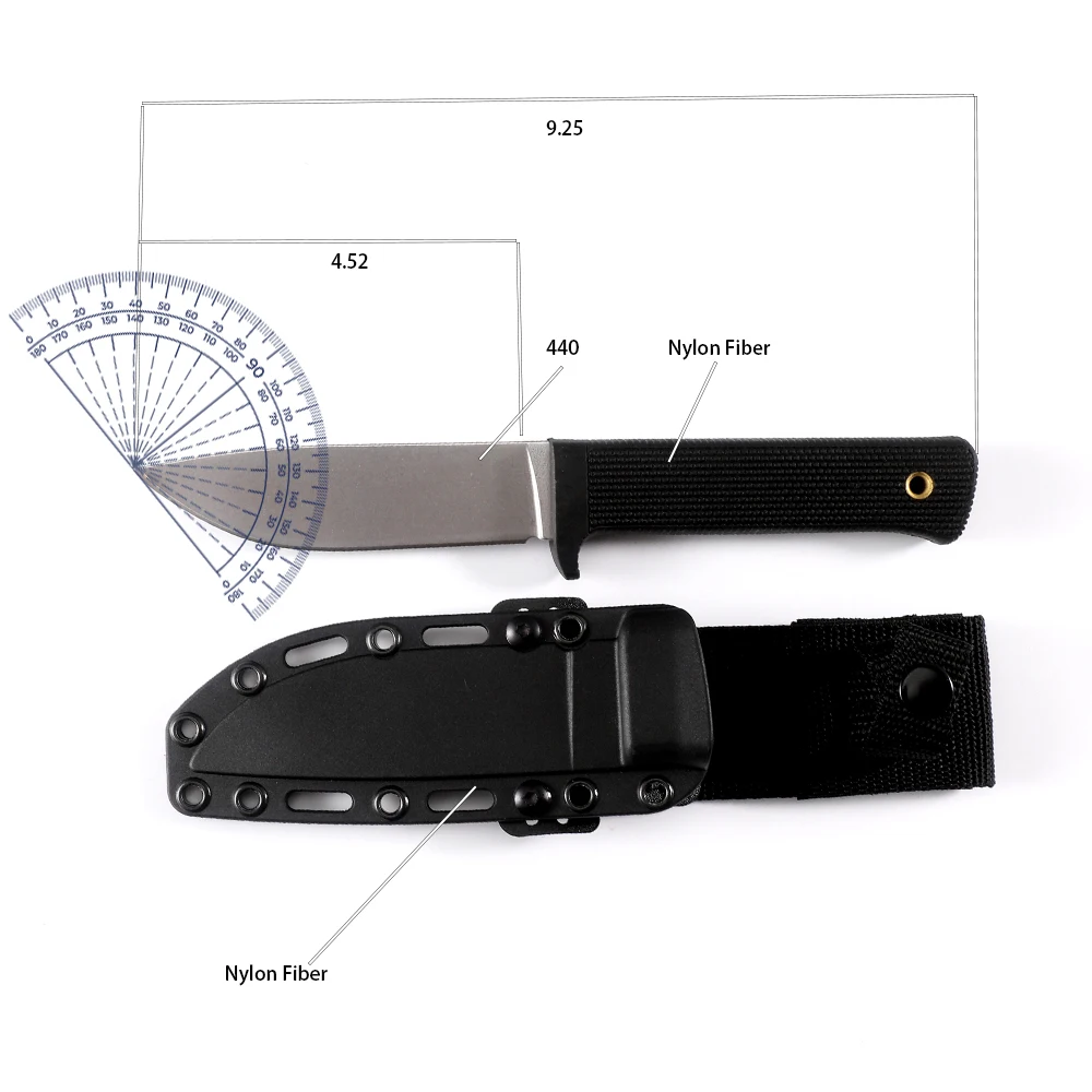 440 Steel Blade Knife, Nylon Handle, Kitchen Knife, EDC, Fixed Knife, Outdoor Fruit Knife Tool, With Sheath