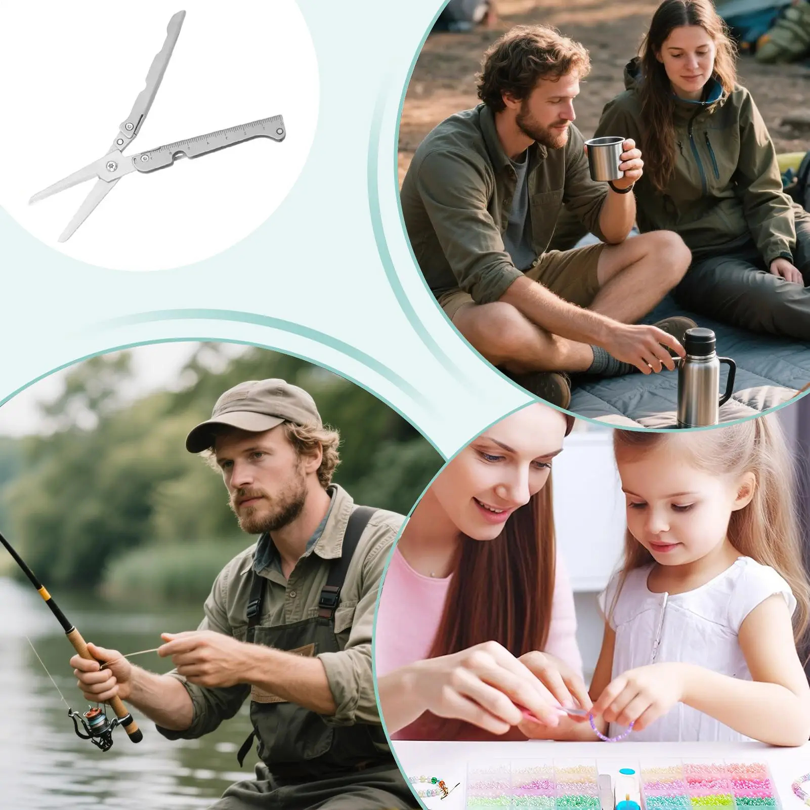 مقص قابل للطي للسفر في الهواء الطلق مقص الصيد مقص مقاوم للصدأ للتغليف اليومي للمنزل والمكتب والنزهات المدرسية