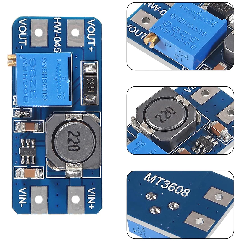 10 шт. MT3608 DC-DC повышающий преобразователь 2A регулируемый повышающий модуль плата регулятора напряжения 2 В-24 В до 5/9/12/28 В для Arduino