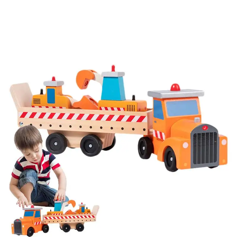 Wooden Construction Toys: Anti-fall Car Toys &Construction Trucks With Vibrant Colors, Perfect For Birthdays & More Fun Outdoor