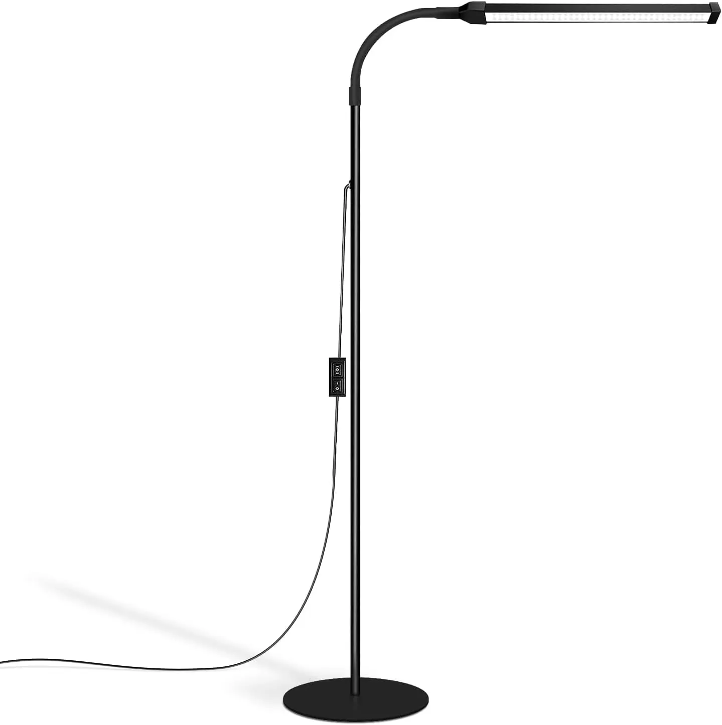 

Lash Light LED Floor Lamp, Adjustable Gooseneck, 3 Heights, 10W Dual Brightness, Portable Standing Lamp for Makeup & Office