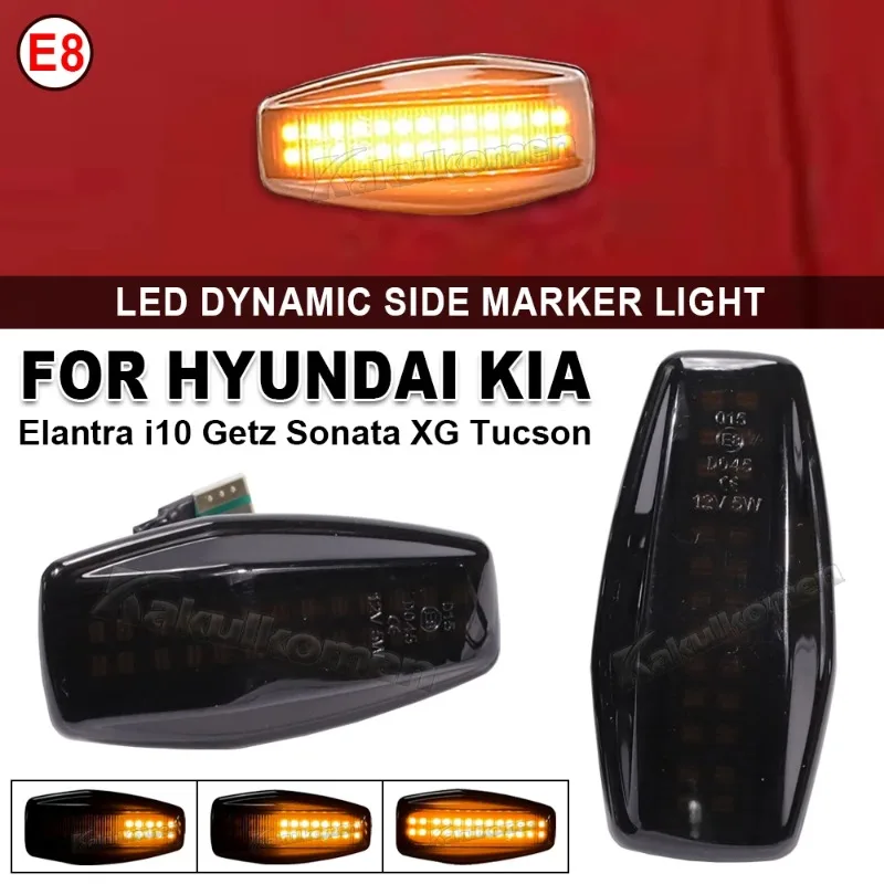 For Hyundai I10 Coupe Elantra Getz Trajet Sonata Tucson Terracan Matrix 2x LED Dynamic Side Marker Light Turn Repeater Lamps