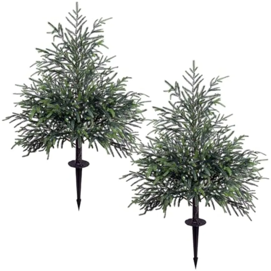 

3Feet Artificial Norfolk Pine Christmas Tree Set of 2 Outdoor Fake Topiary Tree UV Resistant Faux Evergreen Decor Plants for Po
