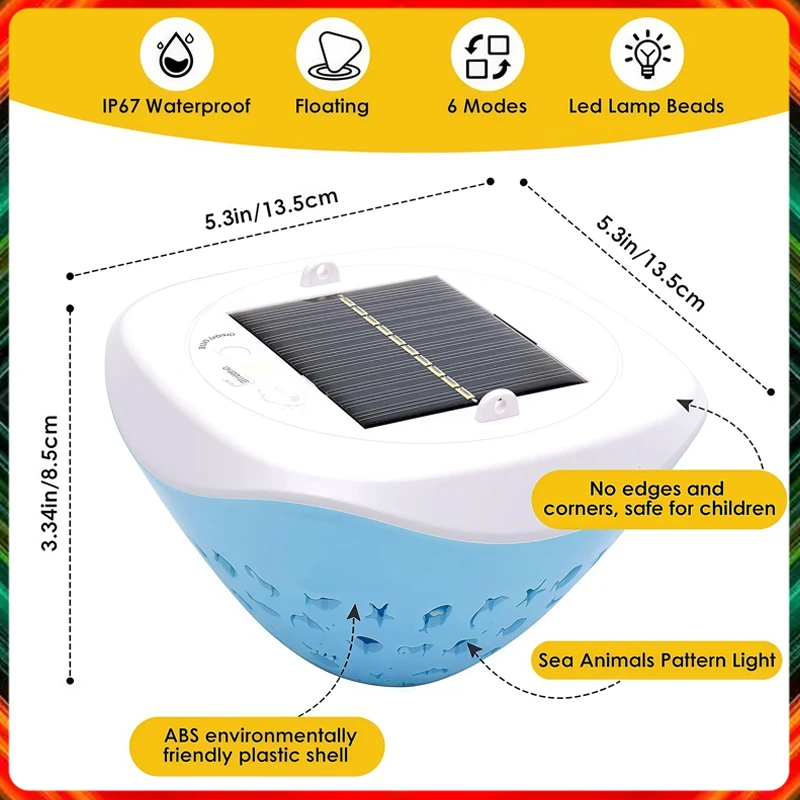 Solar Floating Lights For Swimming Pool Decorative Night Light Solar Rechargeable Floating Fish Projection Light Color Changing
