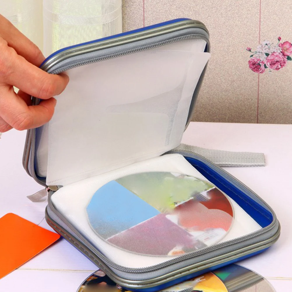 

40 Compartment Cd Holder Case Water Resistant Material Large Capacity Secure Zipper Closure Portable for Home Car Travel Dvd
