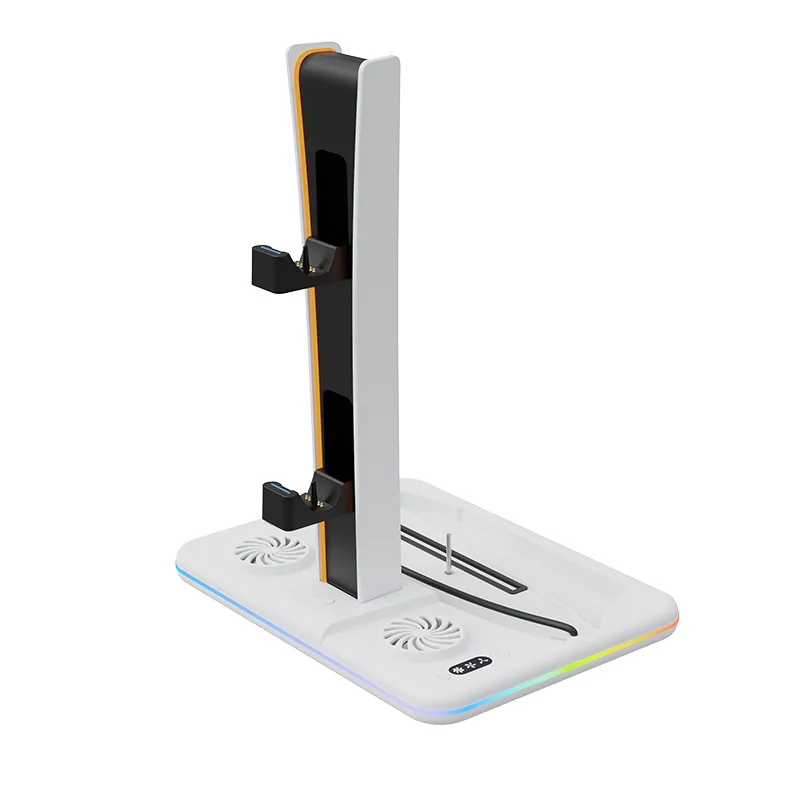 HBP-539 สําหรับ PS5 Slim Cooling Stand พร้อมพัดลม RGB และ Disc & Digital Editions PS5 Controller Dual Controller แท่นชาร์จ