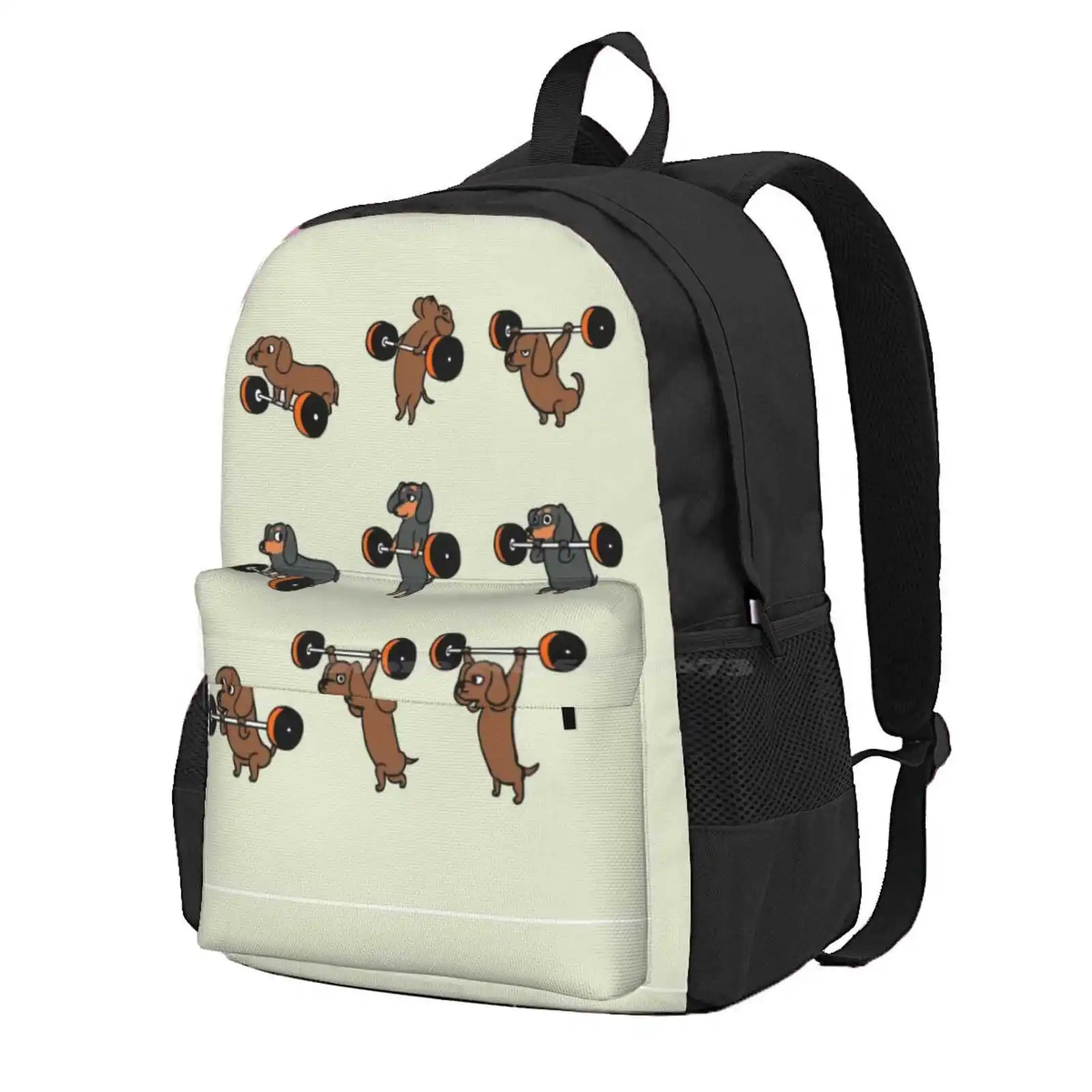 Lifting Dachshund Hot Sale Schoolbag Backpack Fashion Bags Dachshund Fitness Workout Gym Bodybuilding