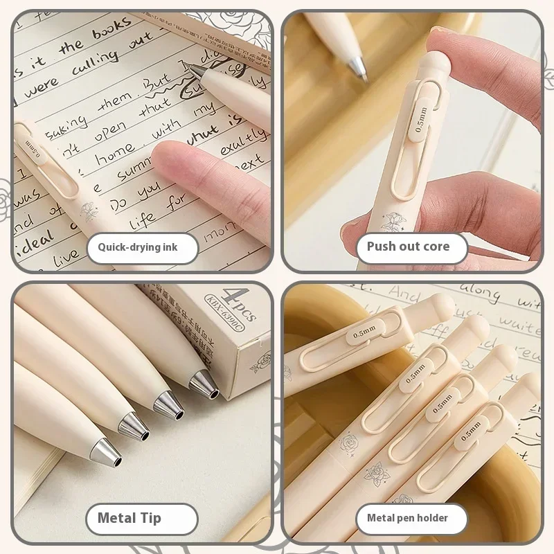 

Милые канцелярские гелевые ручки MINI Kaba Bear, 4 шт./компл., 0,5 CS, наконечник ручки с низким центром, гравитационная карманная ручка для письма, портативная ручка для медсестры