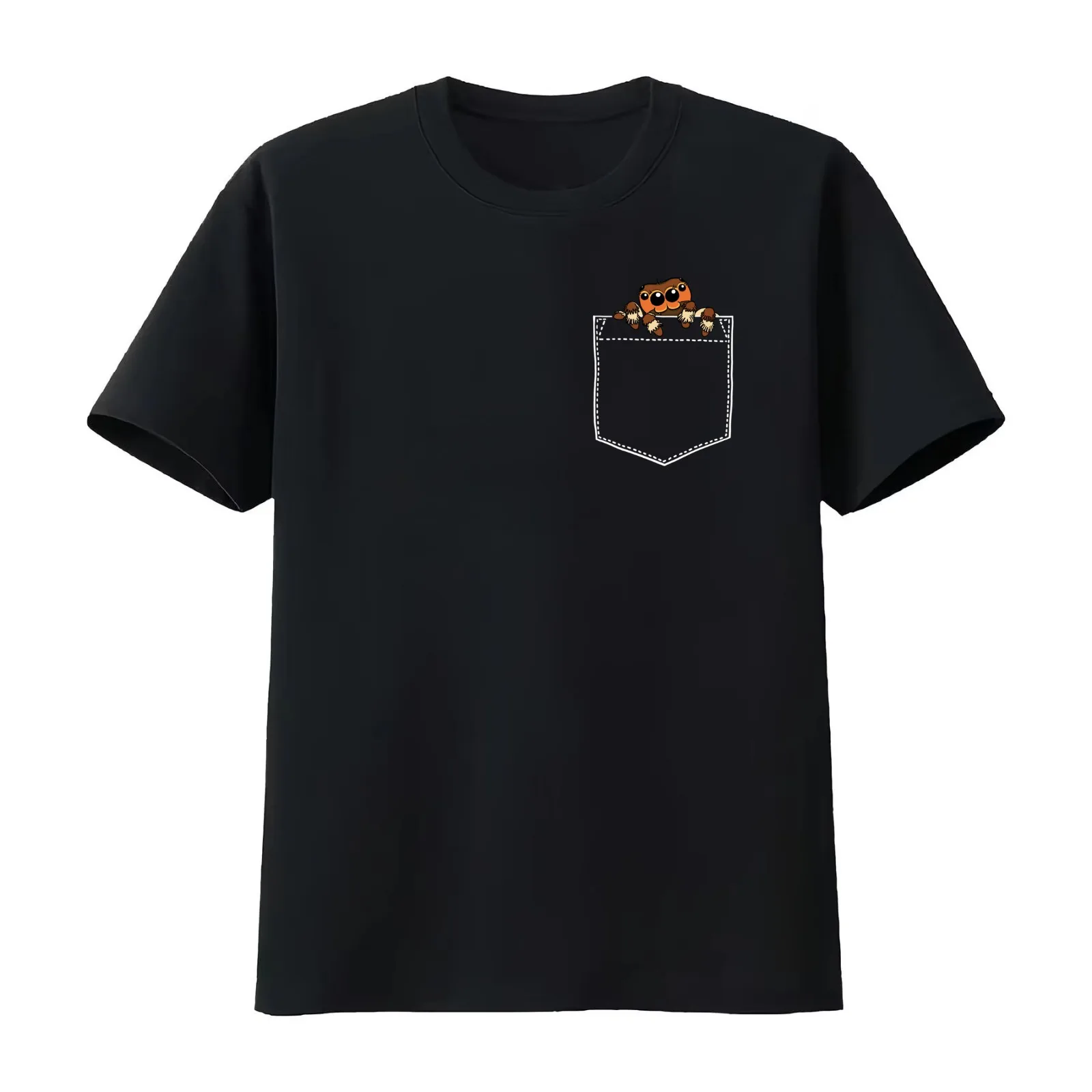 Jumping spider in my pocket T-Shirt Summer Casual Cotton Tee Oversized Streetwear Tops Vintage Graphic Print 100% Cotton