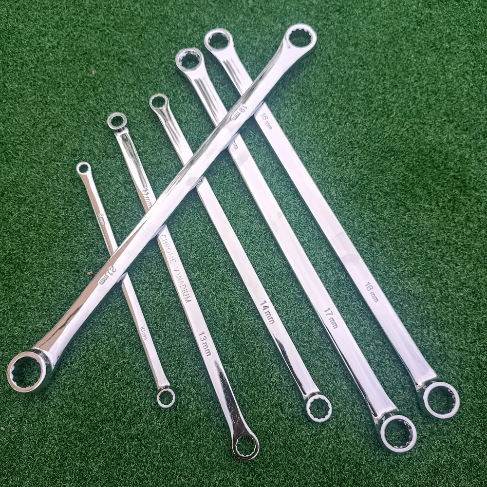 6 Pcs Extra Long Double Ring Box End Spanner Aviation Wrench Set Strong Power Less Effort Metric 8mm-19mm