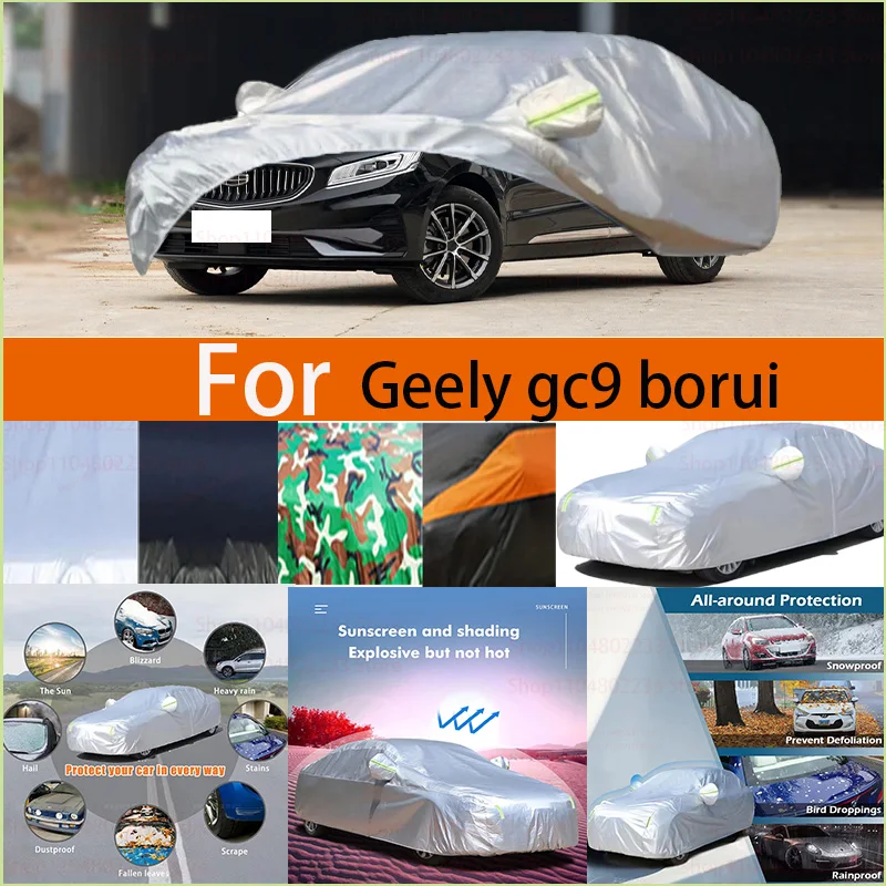 

Черный и серебристый универсальный автомобильный чехол, водонепроницаемый, пылезащитный, уличная защита, полная защита от дождя, снега, УФ-защита для Geely Gc9 Borui