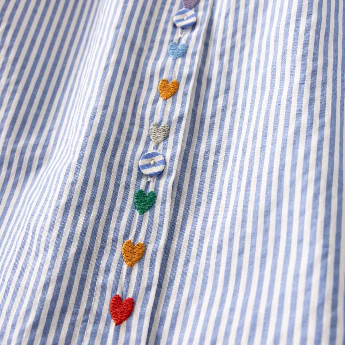 New Spring Cotton Long Sleeve Shirt, Women Lapel Cat Embroidery Striped Top, Mori Girl Preppy Style Loose Blouse, 2025 T4D915CC