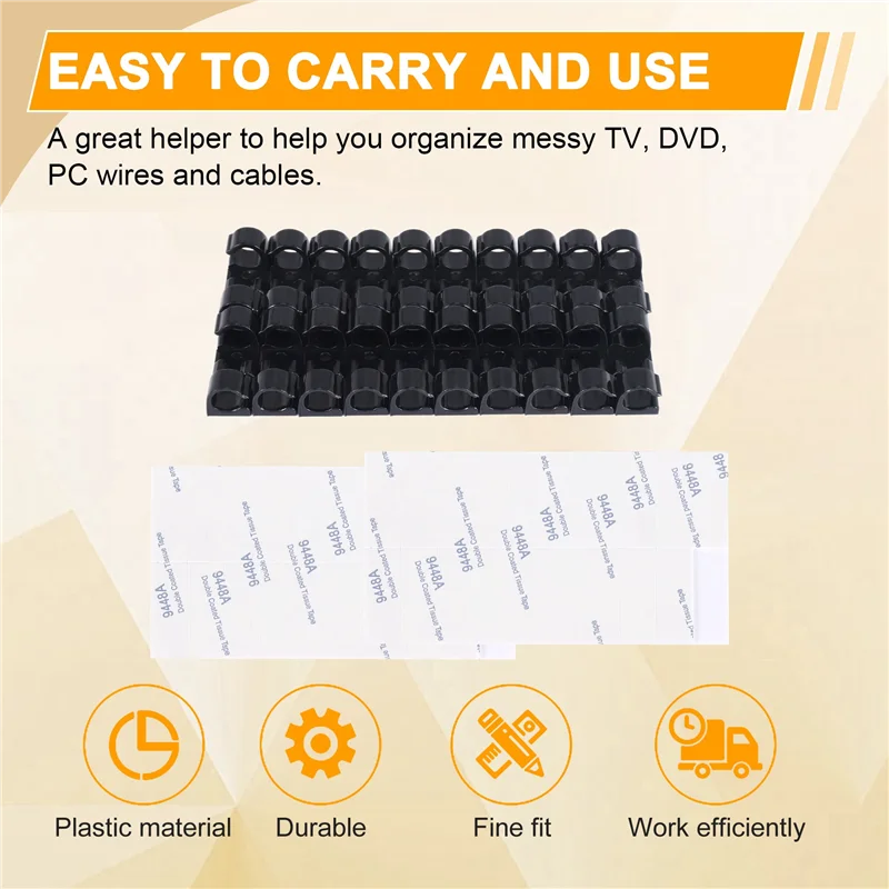 ABLL-20Pcs/Lot Wire Fixing Clamp Clip Desktop Wire Clear Up Clips Holder Clamps Cable Clip Device USB Cord Clips Holder Organise