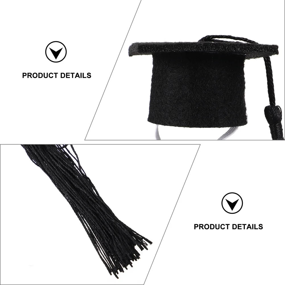 4 Pcs Pet Graduation Cap Mini Bachelor Hat Adjustable Size Suitable Small Pets Fashion Design Comfortable Wear Gift Idea