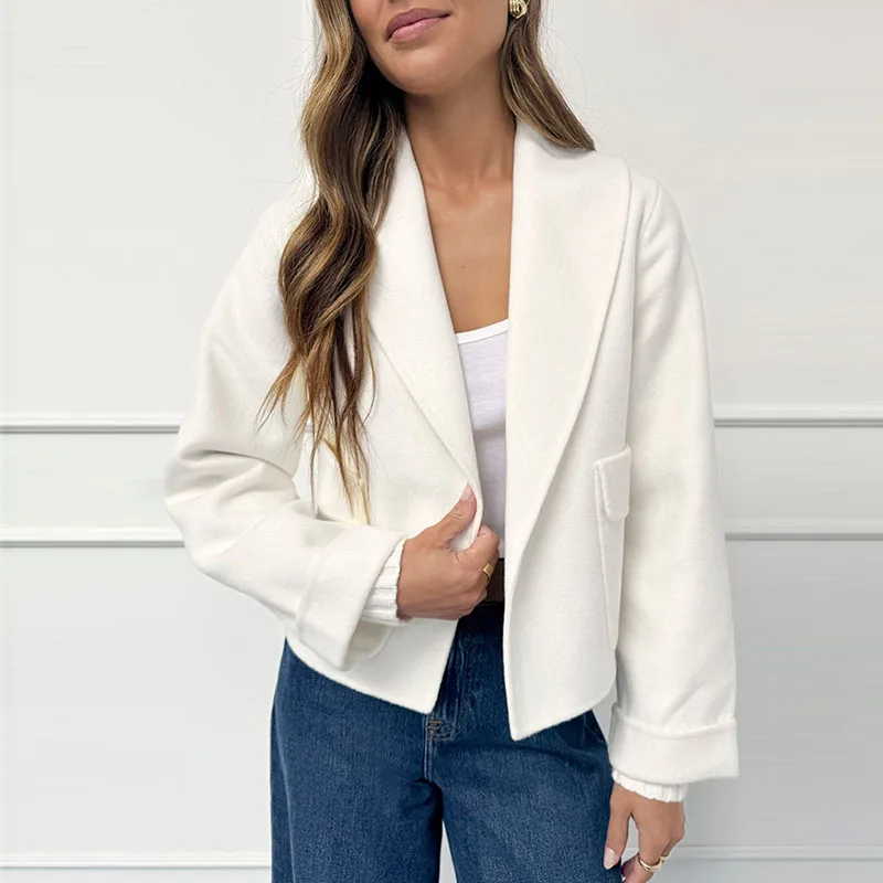 Mode High Street Einfarbig Oberbekleidung Neue 2025, Herbst frauen Revers Lange Ärmeln Casual Jacken Elegante Temperament Strickjacke