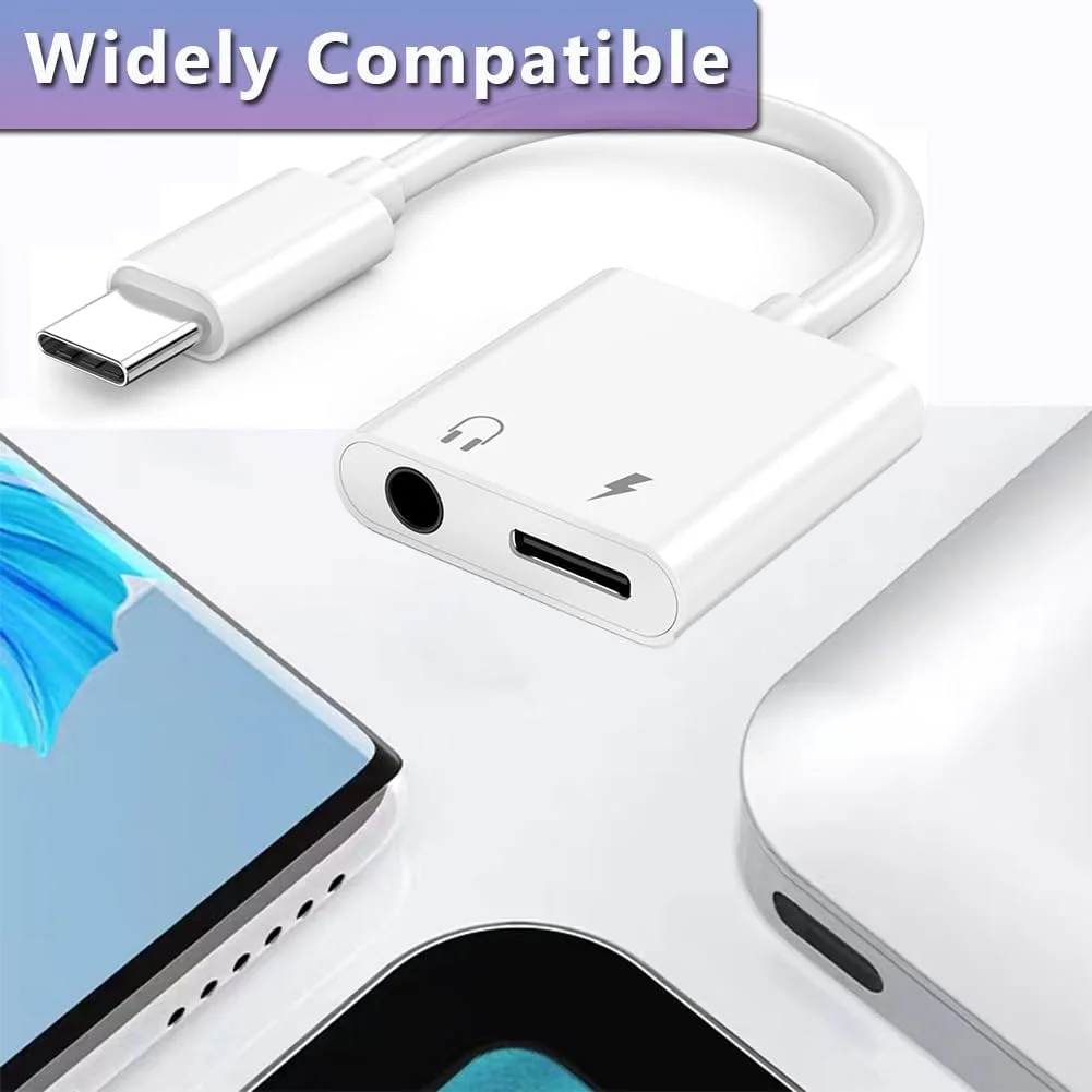 

2-in-1 Audio Adapter USB C to 3 5 mm Jack Type-C Charging 3.5mm Aux Cable for Samsung Xiaomi Huawei Wired Headphones Connector