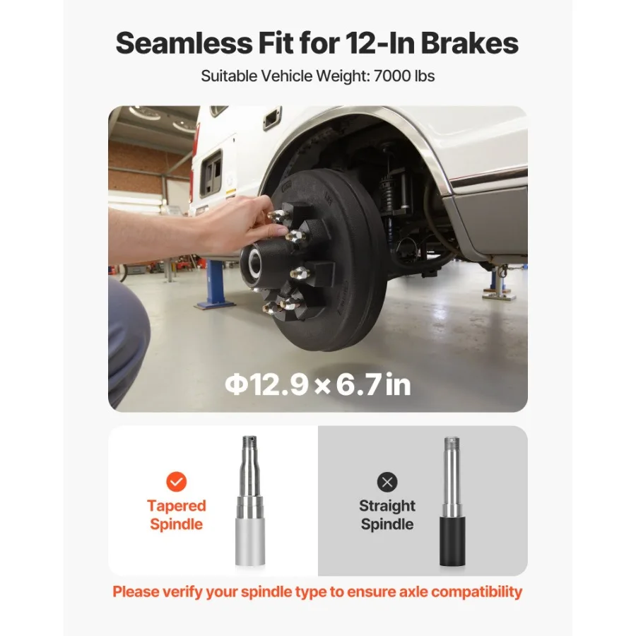 طبلة فرامل مقطورة كهربائية 1 حزمة 8 فتحات على أسطوانة فرامل دائرية 4 بوصة لمحاور مقطورة 7000 رطل، عمر خدمة طويل