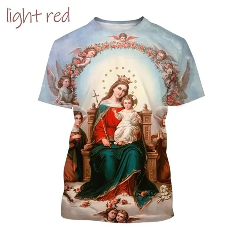 The Latest Summer Religious Belief Virgin Mary 3D Printed T-shirt Men Women Casual Fashion Short Sleeve Tees T Shirt Cool Tops