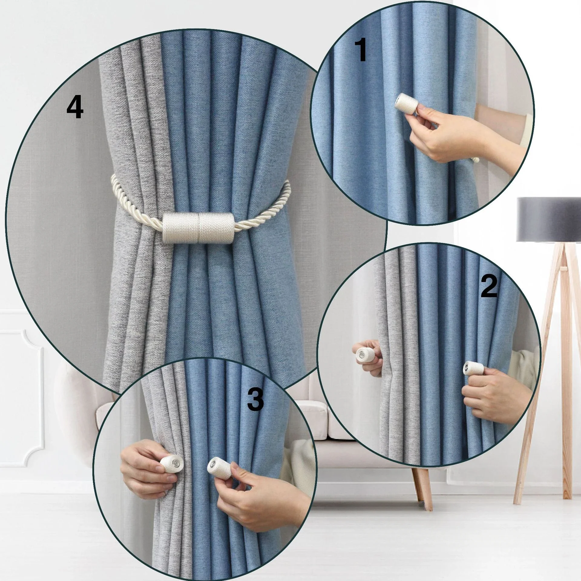 1Pc Magnetic Curtain Tieback Room Accessories Cylinder Hanging Ball Window Drape Holder Buckle Strap Rope Curtain Decoration