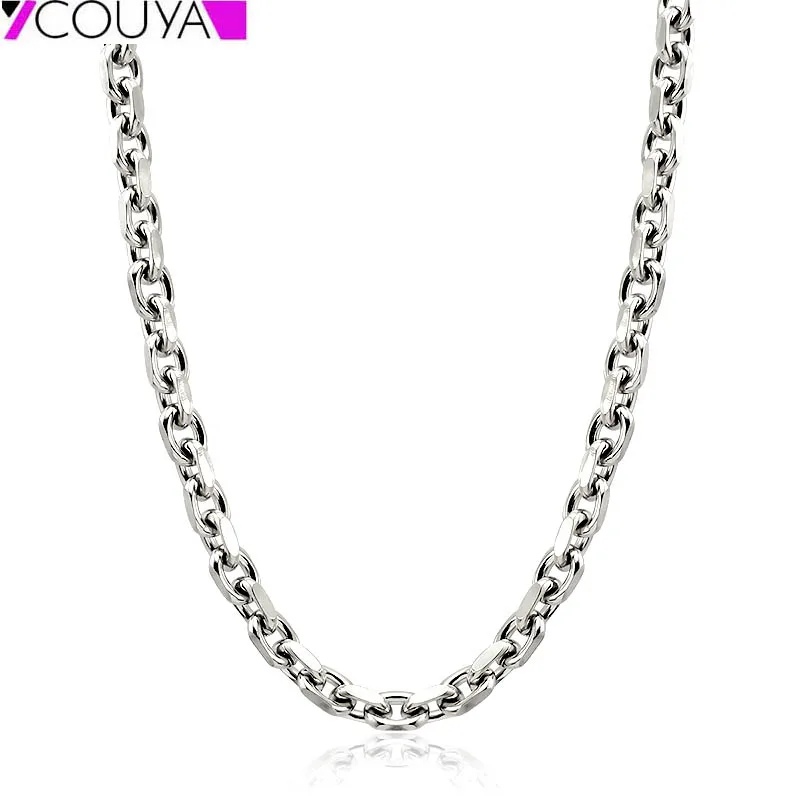 Chunky Long Chain Choker Necklace Party Jewelry Flat Side Links Stainless Steel Men’s Neck Chain Collares Hip Hop Rock Jewelry