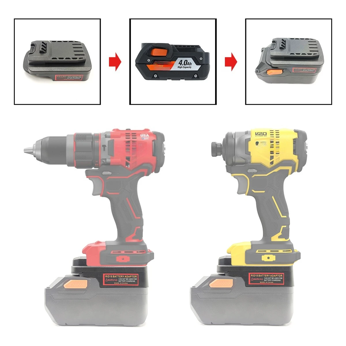 Adaptador de batería para Dewalt/Makita/Milwaukee, batería de litio de 18/20V, Compatible con artesanos/Stanley, herramientas eléctricas de batería de 18/20V