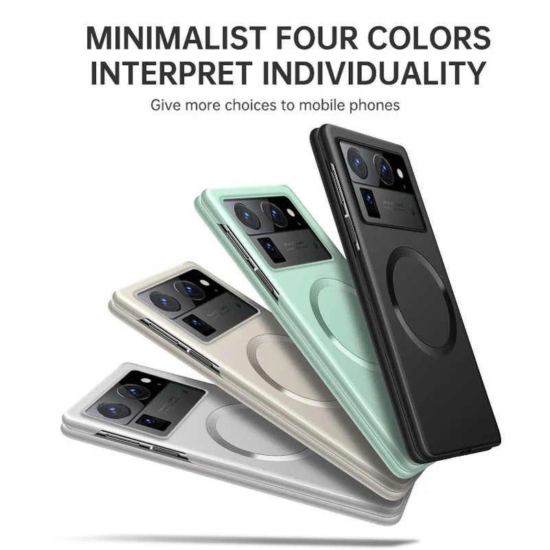 For Tecno Phantom VFold2 Ultra Thin Matte Metallic Paint for Magsafe Case for Tecno Phantom V Fold 2 Wireless Charging PC Cover