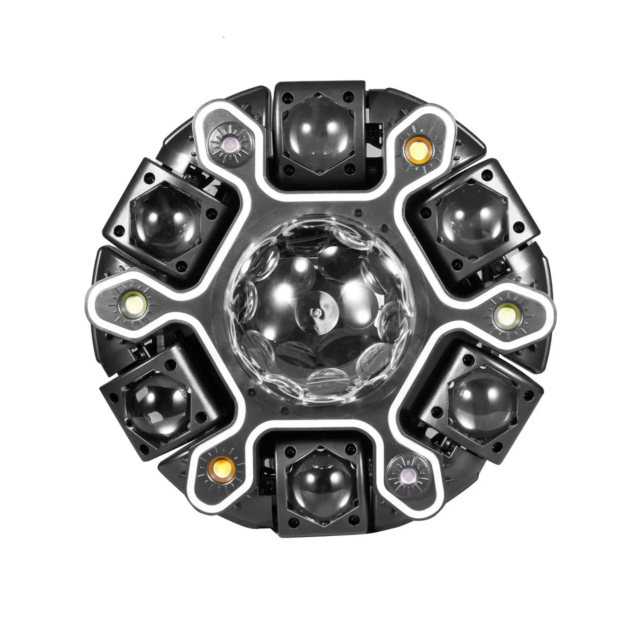 200W 12-Arm LED Effect Light RGBW Single Color White Golden Strobe Laser DMX512 25CH for Bar KTV Large-scale Performance