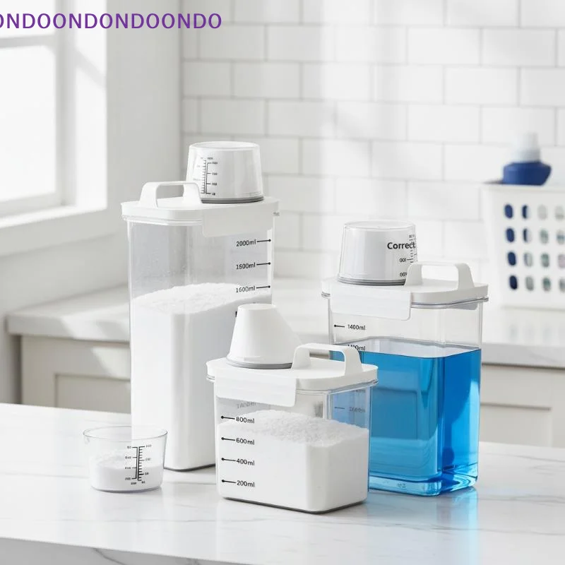 Airtight Laundry Detergent Dispenser Powder Storage Box Clear Washing Powder Liquid Container With Lids Jar