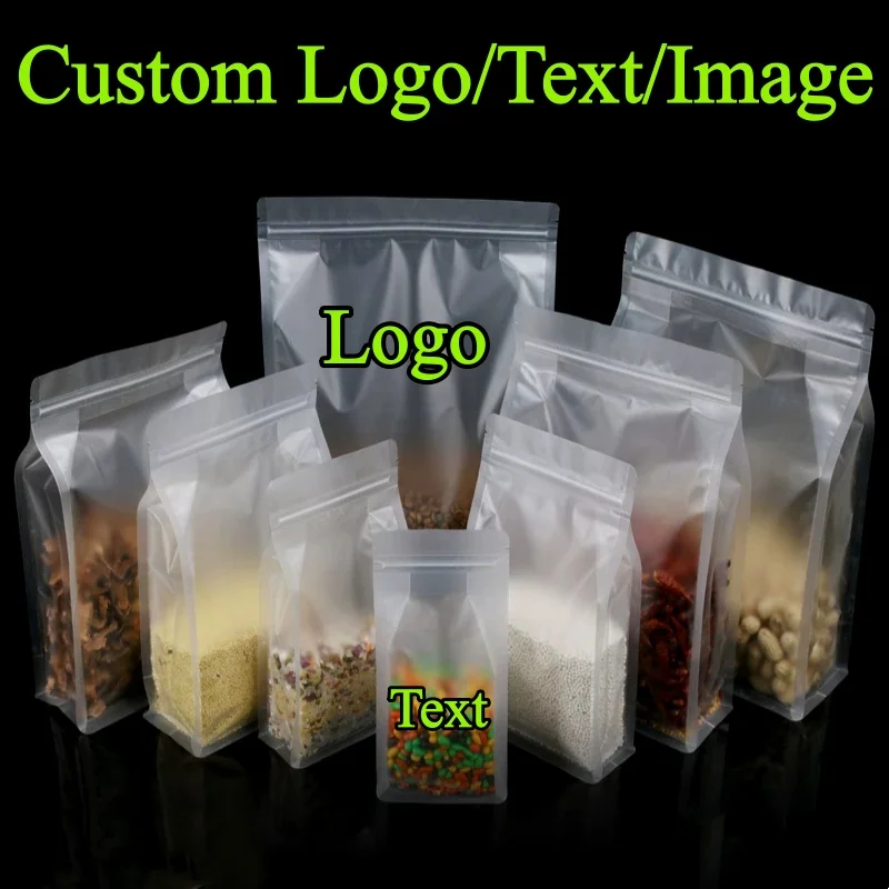 100PCS 3D Stand-up Frosted Plastic Zipper Packaging Bag DIY Logo Candy Coffee Snack Cookie Corn Spice Toys Gift Storage Pouches
