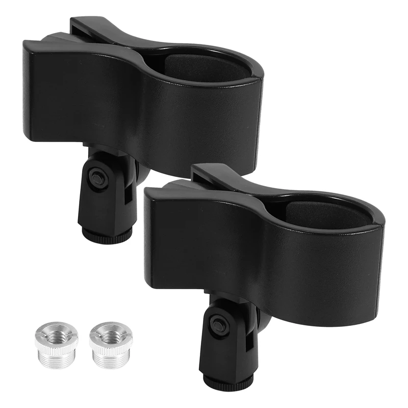 2 Pcs Mic Clip Holder Adjustable Microphone Holder Clamp Microphone Clip With 5/8 Inch Male To 3/8 Inch Screw Adapter