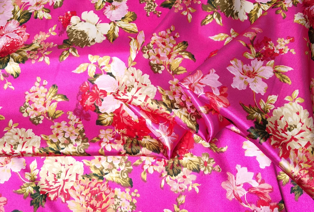 Satinstoff, 58,9 cm breit, Meterware, seidiges Charmeuse-Material, Vintage-Schmetterlingsblume, Satinstoff, Schal, DIY-Kunsthandwerk – Detail 16
