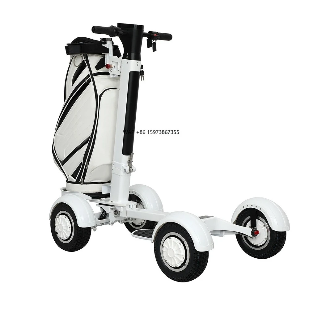 

Folding Golf Push Cart with Wheel 4 Wheel Adjustable Golf Pull Cart Easy Folding Compact Golf Electric Trolley