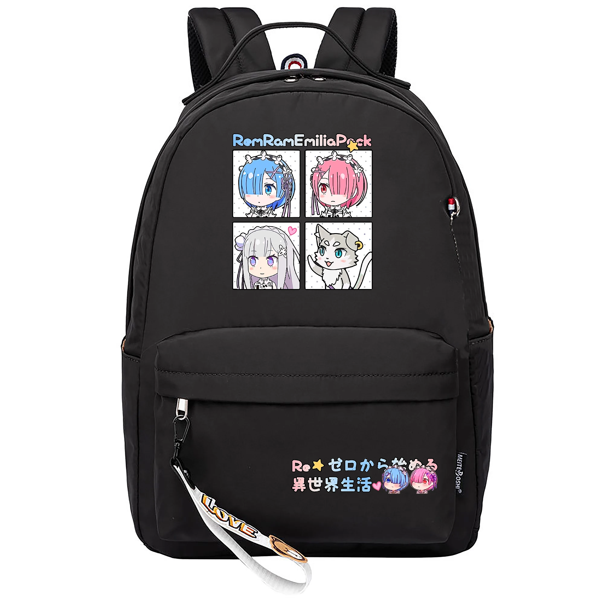 

Re:Life in a different world from zero Rem Ram Women Cute Bookbag Anime Backpack Nylon School Bag Pink Daypack Travel Rugzak