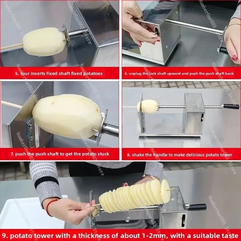 Commercial Spiral Potato Cutter Set Manual Tornado Potato Slicer for Home and Snack Stalls