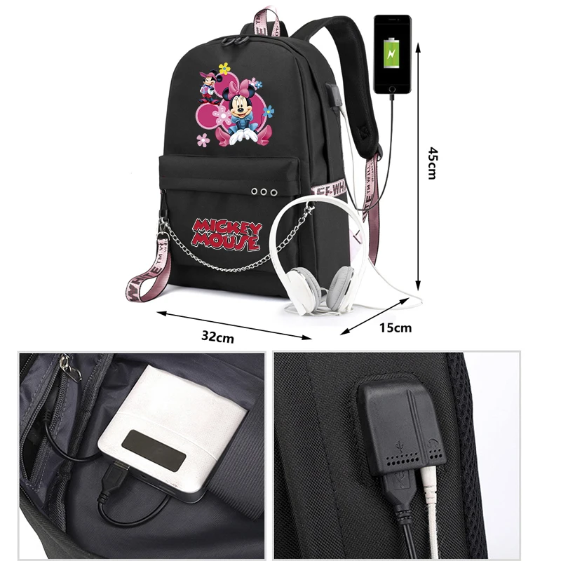 MINISO  3Pcs/set Mickey Mouse Backpacks Printed Bookbag Travel Bag Student Teenage  Knapsack Boy Girl Schoolbag Leisure Rucksack