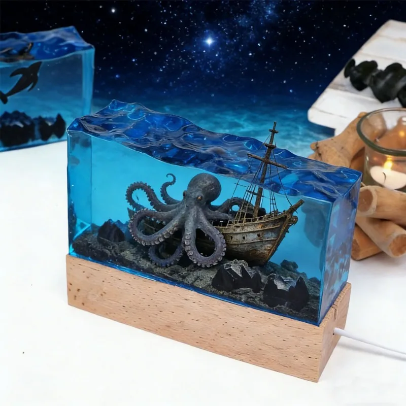 DIY Resin Craft Light Underwater Landscape Silicone Casting Molds Mountain Epoxy Resin Art Molds for Home Decor And Crafting