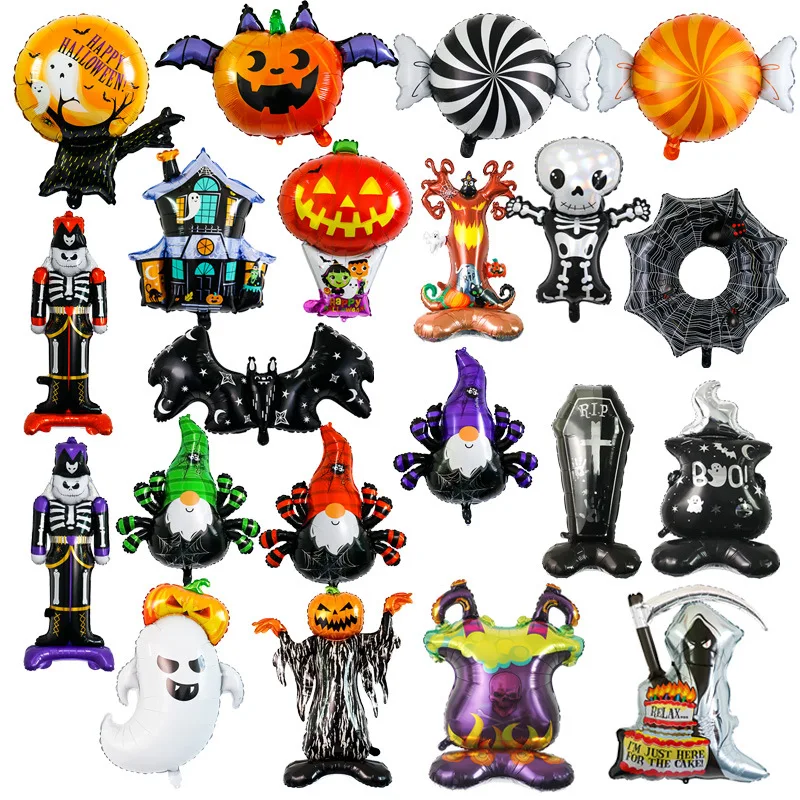 Halloween Aluminum Film Balloon Pumpkin Skeleton Bat Ghost Shape Balloon Ghost Festival Party Scene Layout