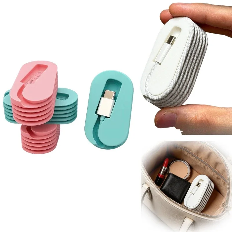 2-Piece Portable Cable Organizer, Anti-Tangle Cable Winder for iPhone, Travel and Desktop Use