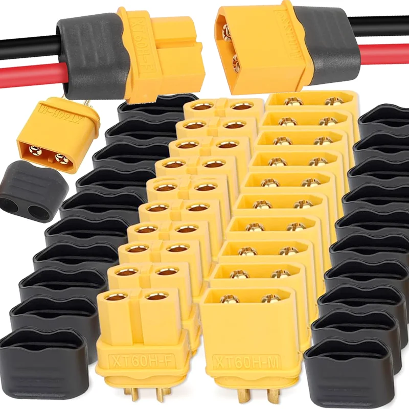 40/1pc XT60H Plugs Male Female Bullet Connector Wire Cable Connectors Adapter with Sheath Housing for RC Battery Car Airplane