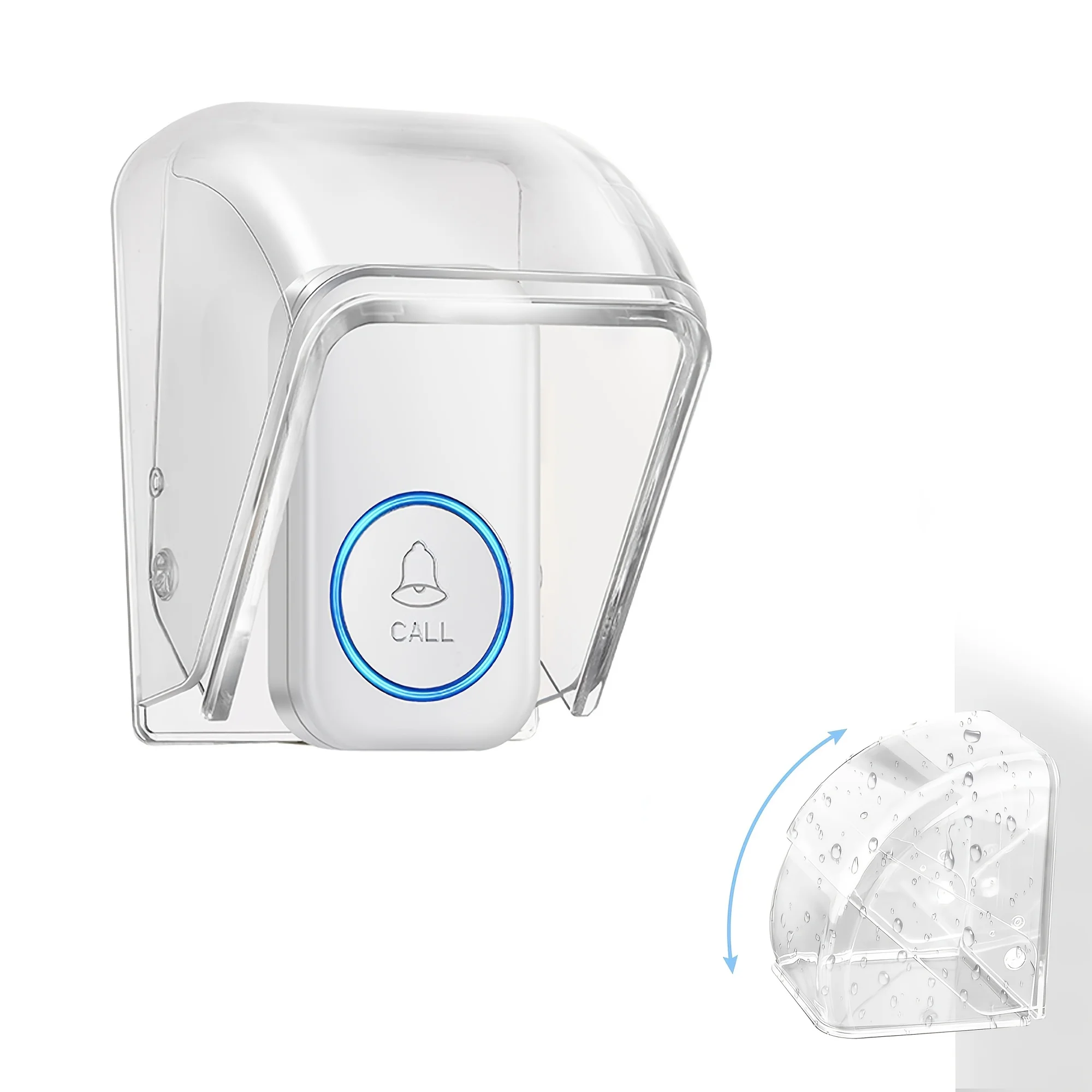 Self-adhesive Flip Top Clear Doorbell Cover Waterproof Plastic Protective Case For Wireless Doorbell Button Outdoor Door Camera