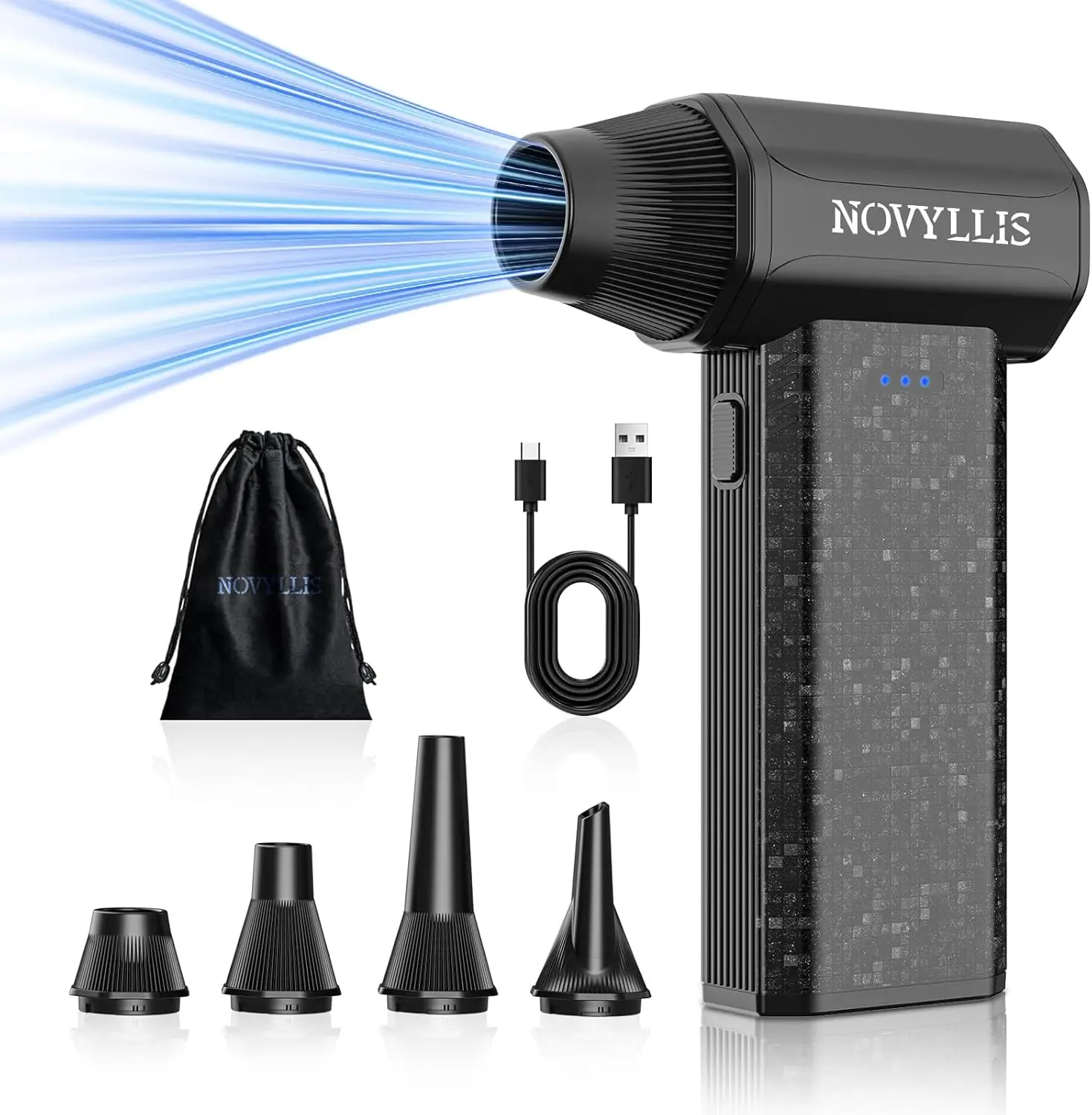 

150,000RPM Cordless Air Duster, 3-Speed Electric Blower for Computer Keyboard Car Home Cleaning