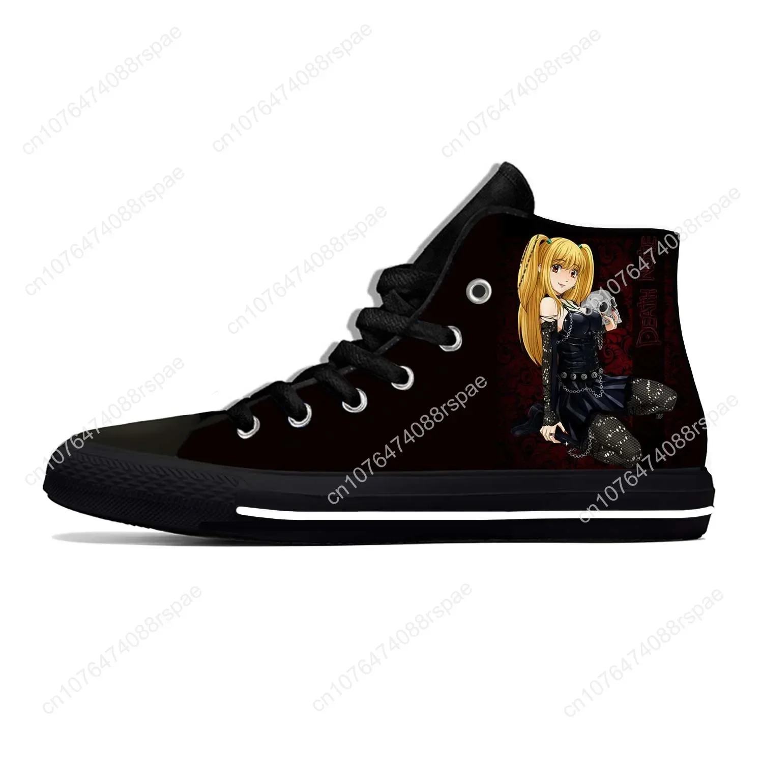 Japanse Anime Cartoon Death Note Amane Misa Schattige Casual Stoffen Schoenen Hoge Top Lichtgewicht Ademende 3d Print Heren Dames Sneakers