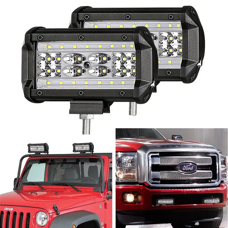 

2pcs 5-inch Four-Row LED Bar Work Light 84W Offroad Spot Flood Combo Light For ATV UTV Jeep Lada Niva 4x4 Truck Boat SUV 12V 24V