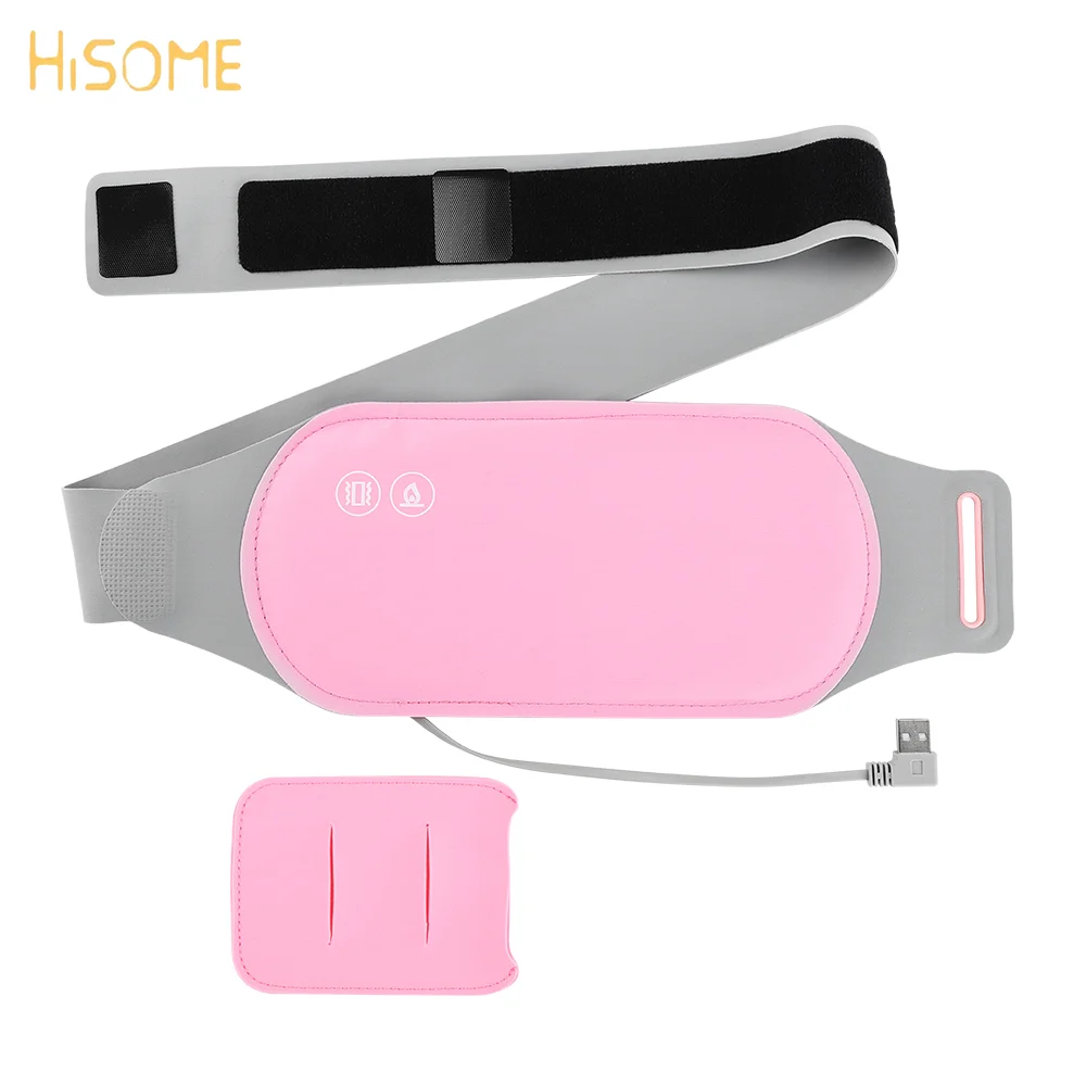 Electric Period Cramp Massager Hot Compress Vibration Waist Abdominal Massager Menstrual Pain Relief Belly Warmer Heating Pad