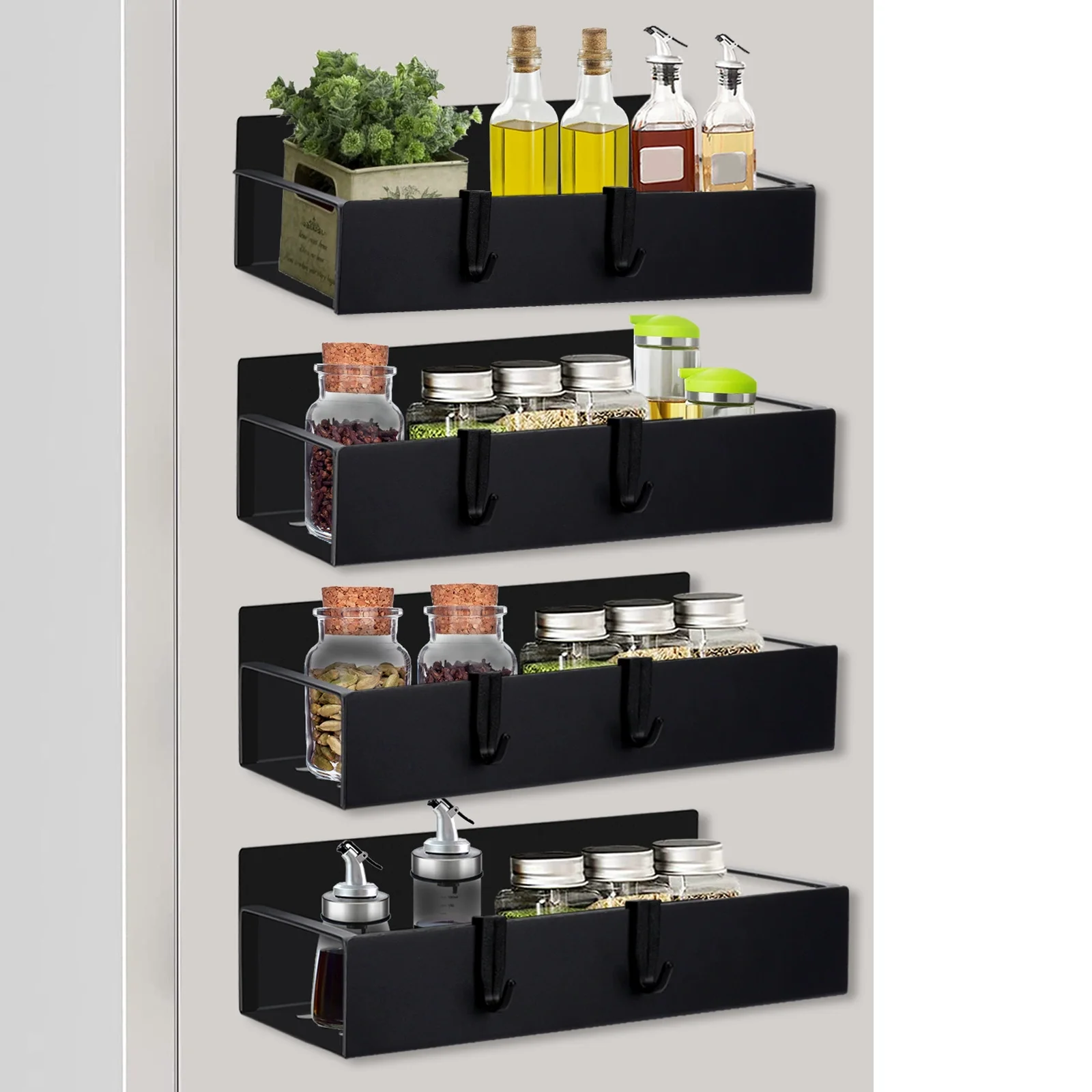 2/4Pcs Magnetische Kühlschrank Regal Metall Kühlschrank Seite Lagerung Rack Platzsparende Küche Gewürz Organizer Regal