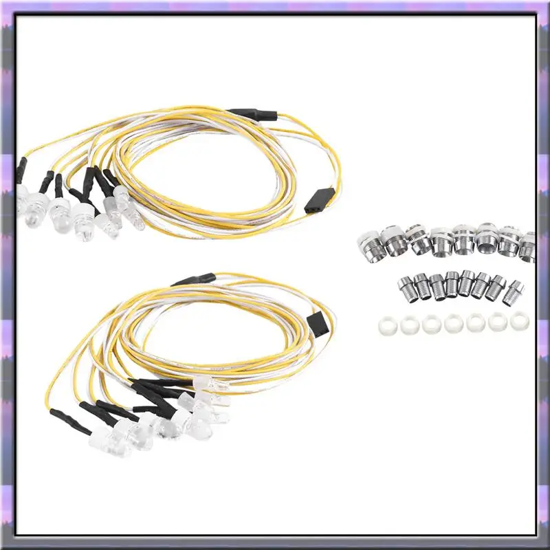A49U 2PCS 8LED 8Mm & 5Mm 헤드 라이트 RC 부품 액세서리 1/10 모델 드리프트 자동차 차량용 LED 조명, 흰색 빨간색과 노란색